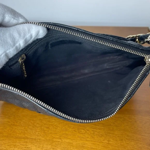 Auth Classic Chanel Black Caviar Hobo Chain Gold HW Handbag Pochette - Picture 9 of 16